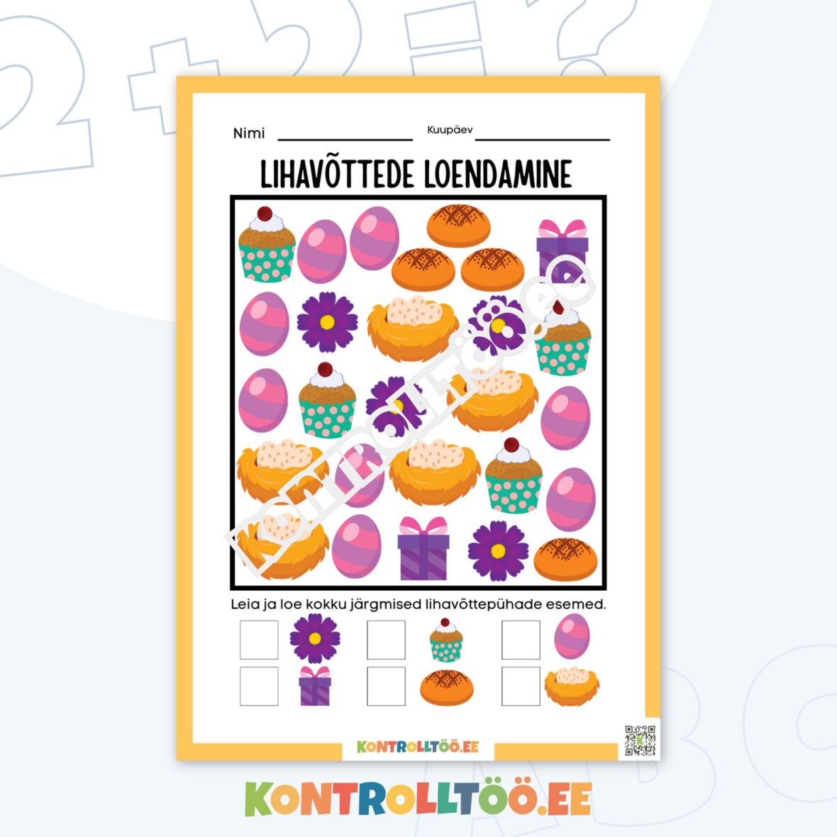 Töölehed – Lihavõtted: loenda ja leia peidetud pühadeesemed