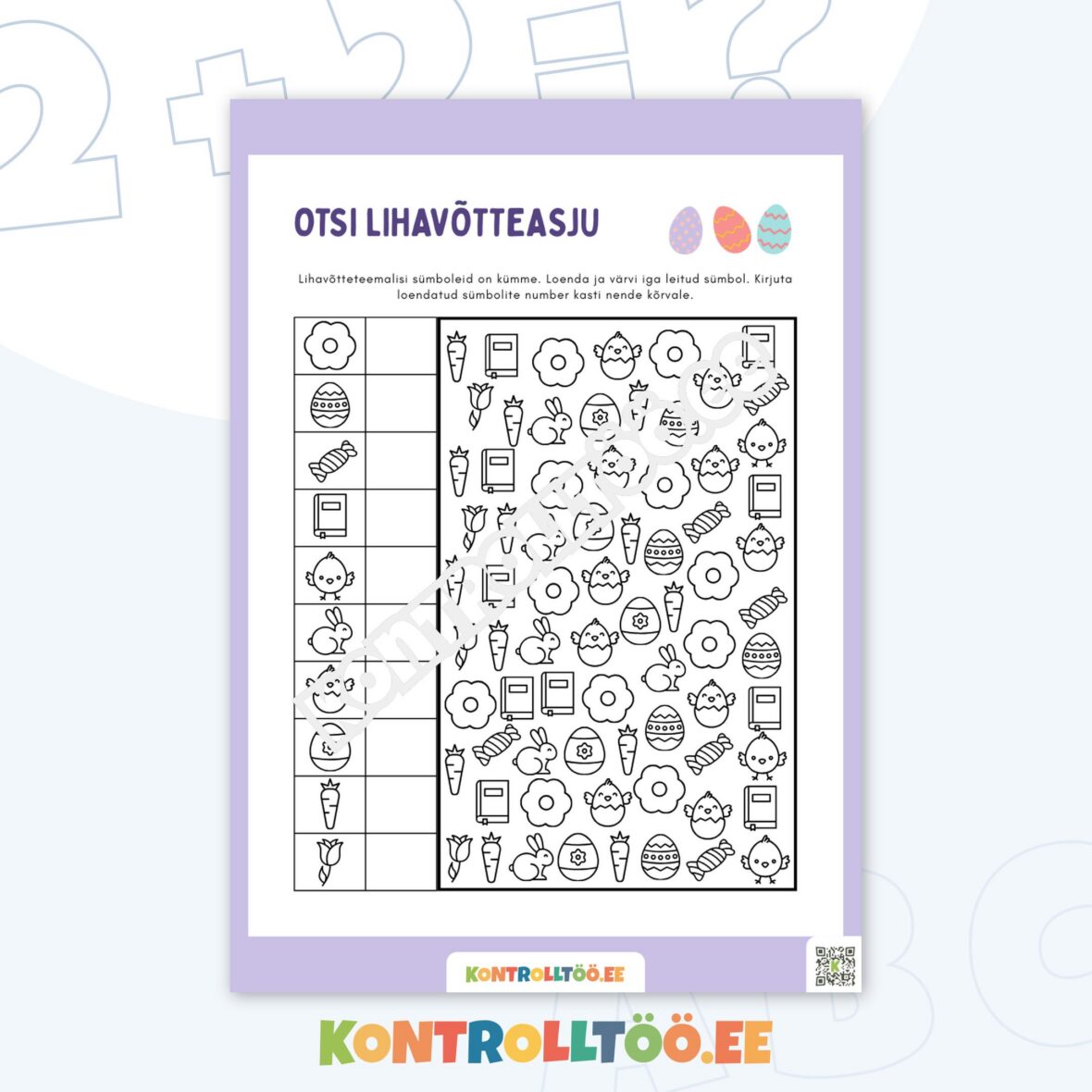 Tööleht – Lihavõtted: Otsi ja loenda peidetud sümbolid